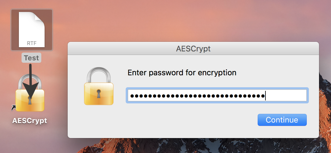 Шифрование файла AES Crypt в macOS