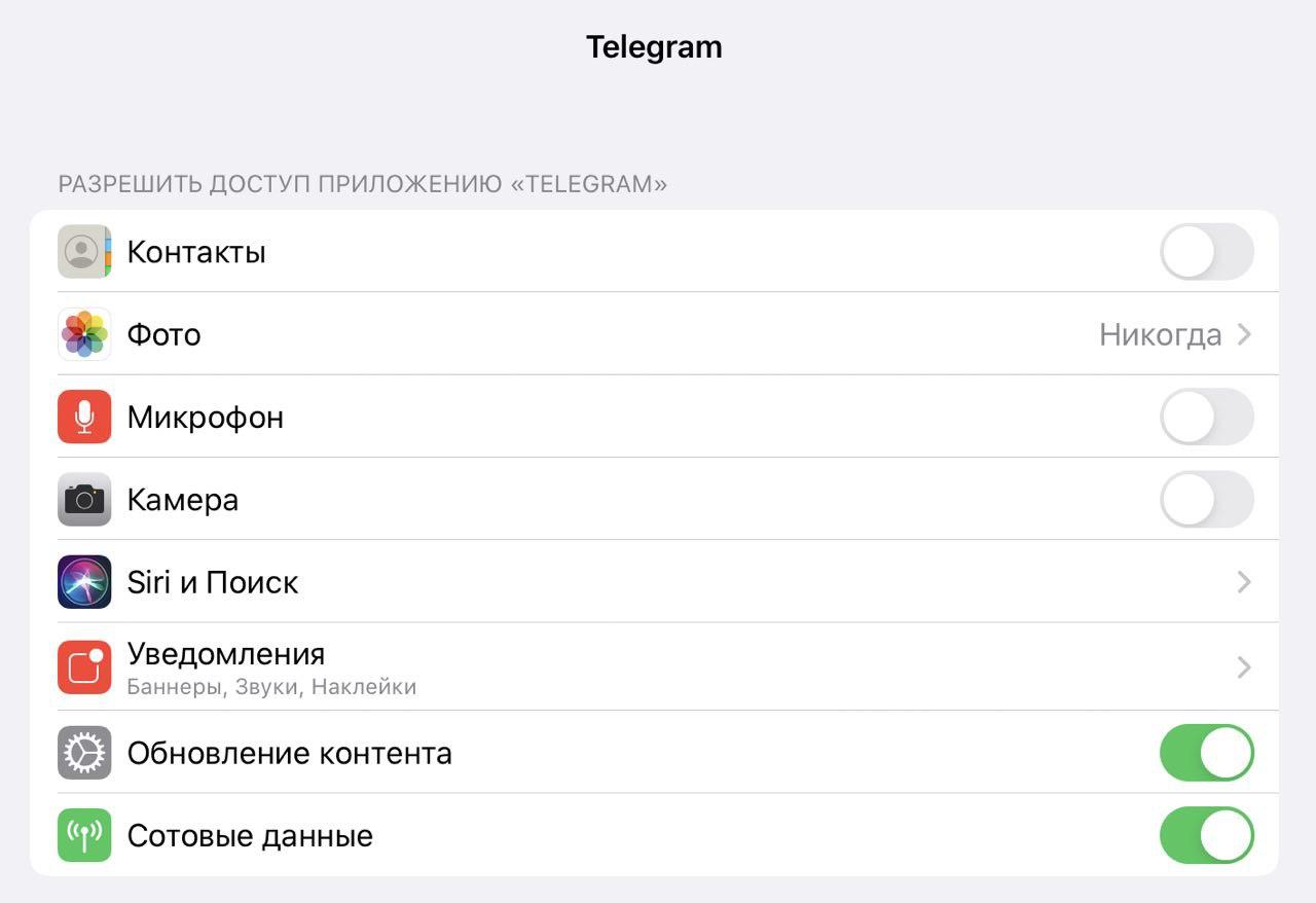 Защита Telegram iOS iPad